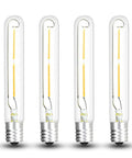 Pack of four 2W LED T6.5 E17 exit sign clear bulbs, daylight 6000K, energy-saving replacements for 20W incandescent, visible filaments.