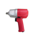 Heavy Duty 1/2 Inch Air Impact Wrench With Pin Anvil And Pistol Grip Delivers 780 Ft Lbs Of Raw Torque On A Solid Steel Build Designed For All Day Grease Monkey Grind Ready To Rip Bare Tool Kit side view image showing red handle and steel body.