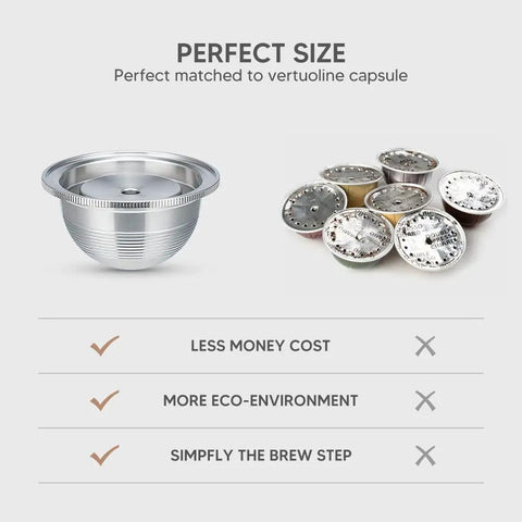 Stainless Steel Reusable Coffee Capsule For Nespresso VertuoLine Machines Eco Friendly Refillable Pod 70ml Espresso Cup Dope For Home Baristas Save Money Every Brew Not Compatible With Vertuo Next Or POP alongside comparison capsules