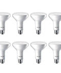 Eight Flicker Free Dimmable BR40 LED Light Bulbs With Lit EyeComfort Tech, 2175 Lumens Soft White, 2700K, E26 Base