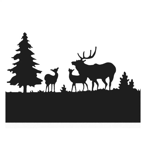 Forest Deer Cartoon Wall Sconce LED Light For Indoor Spaces, silhouette of deer and trees, black metal and acrylic design