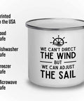 Sailor Camper Mug 12oz We Can Adjust The Sail Great Gift For Boaters And Shipmates, showing mug design and safety icons