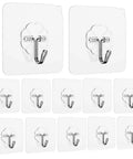 Heavy Duty Adhesive Wall Hooks 44 Lb Max Waterproof Oilproof Seamless Hangers for Bathroom and Kitchen towels displayed in a set