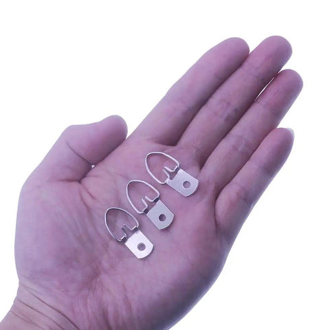Heavy Duty D Ring Picture Hangers With Screws Set Of 50 for Picture Frames on hand for size comparison