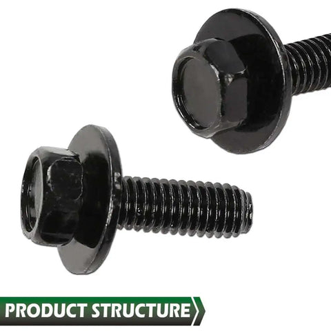 Close-up of 20 Pcs M6 Stainless Steel Hex Head Car Body Bolts Set For Honda And GM Models 1.0 X 20mm 10mm Hex 17mm Washers Black Finish