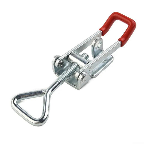 Heavy Duty Galvanized Toggle Latch Handle With 100 Kilogram Clamp Force For Secure Cabinets Tool Chests And Transport Cases Featuring Thick 2mm Steel Build For Maximum Hold And Tough Everyday Use Without Ripping Open, red handle