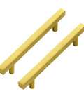 30 Pack 7 3 Eighths Inch Square Cabinet Pulls In Brushed Brass Stainless Steel For Kitchen Drawers And Cabinets, 5 Inch Center To Center Hole Spacing, Durable Modern Handles