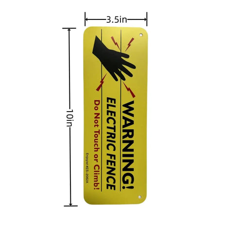 Eight Pack Rock Solid Go Getter Hdpe Electric Fence Warning Signs All Season Outdoor Yard Boundary Markers showing yellow 10x3.5 inch sign.