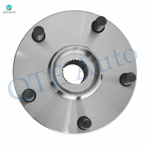 Beefy Two-Pack Front Wheel Hub Bearing Assemblies Replacement For Subaru, top view of metal hub with lug bolts visible