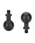 Dual 17mm Ball To 1/4-20 Mount For Cameras, Aluminum Anodized Two-Pack Ball Joint Adapters for Socket Arm, front and side view