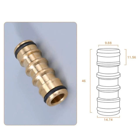 Brass Double Male Hose Connector Set For Garden And Outdoor Use, Quick Fix Hose Repair And Extension, durable fittings with diagram.