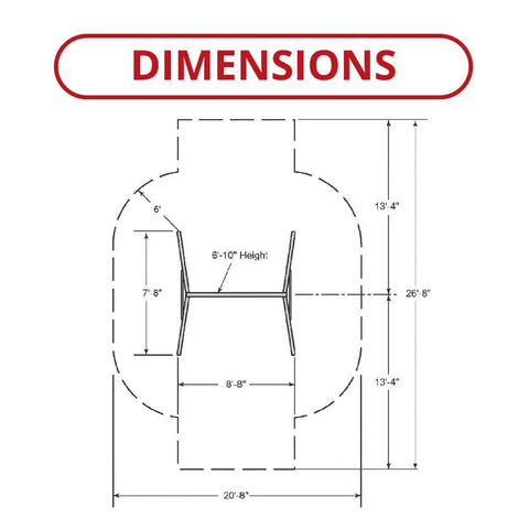 Diagram of backyard wooden swing set dimensions showing 20-8" by 13-4" footprint for Backyard Wooden Swing Set With Two Swings Brown Finish Kid Friendly Easy Setup For Quick Backyard Fun Plastisol Coated Chains For Pinch Free Swings And Rugged Hardware Designed For Family Play.