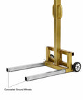 Heavy Duty Hand Crank Winch Stacker For Lifting Heavy Loads Smooth Manual Lift With Locking System showing concealed ground wheels.