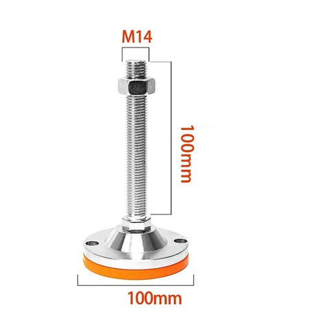 Tough As Nails Heavy Duty Leveling Screw Legs Adjustable Anti Vibration Machine Feet Carbon Steel Base Industrial Grade For Furniture Equipment 9 Pack M12 M14 M16, M14 size with 100mm height and base, rubber foot.
