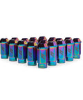 Aluminum Locking Lug Nuts M12x1.5 20 Piece Set Neo Chrome for your ride with non-marring sockets and conical seat design displayed