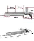 Adjustable Telescopic Linear Actuator Motor With Integrated Speed Controller And 24 Volt Power Supply providing a 150mm stroke, aluminum frame.