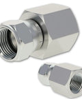 3/8 Inch NPTF Female To 3/8 Inch JIC 37 Degree Swivel Pipe Adapter Fitting For Hydraulic Systems 6506-06-06 2 Pack, silver metal