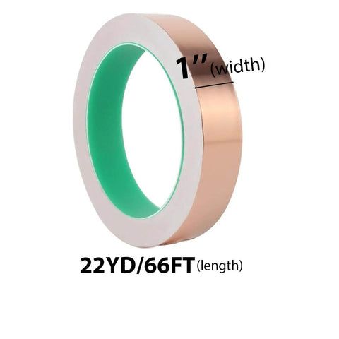 Pro Grade Copper Foil Tape With Double Sided Conductive Adhesive 1 inch wide, 22 yards roll