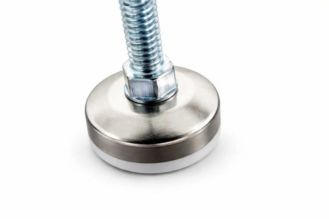 Close-up of a Beefy Heavy Duty Furniture Leveling Feet With 3 Inch Stem And Five Sixteenths By Eighteen Thread Adjustable Glides