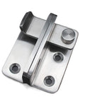 Stainless Steel Barrel Bolt Spring Latch for Safety Gate Door Hardware, top view showing the latch mechanism and mounting holes.