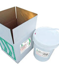 Heavy Duty Five Gallon Pail Smoke Detector Recycling Kit includes gray plastic pail and cardboard storage box for safe disposal.