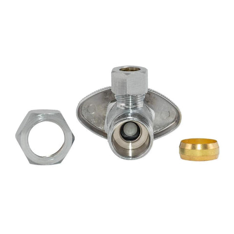 Eastman chrome compression angle stop valve, 3/8 in x 5/8 in compression, multi-turn brass fitting