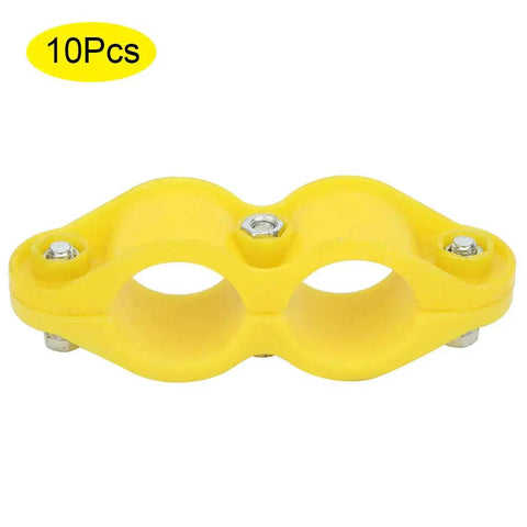 Water Pipe Clip Set 10 Pack Round Fasteners with Screws for Aquaculture Waterlines and Farm Lines, yellow ABS material