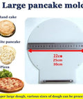 Large pancake mold for various dough sizes, 22/25/30cm, ideal for making pancakes, pizzas, and hand cakes.