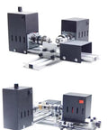 Mini 110-220V Dual Motor Lathe For Drilling And Grinding showing aluminum frame and adjustable telescopic tailstock.
