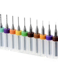 10Pcs Set PCB Micro Twist Drill Bit Set From 0.1mm Up To 1.0mm High Speed Steel Bits in colorful holders for PCB Drilling