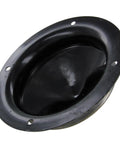 16 Gauge Iron Germanic Tribe Shield Umbo gray with black backside and clear lacquer outer rim, war shield replica angle view