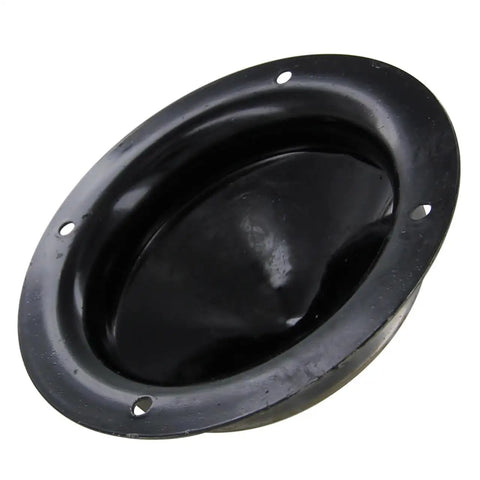 16 Gauge Iron Germanic Tribe Shield Umbo gray with black backside and clear lacquer outer rim, war shield replica angle view