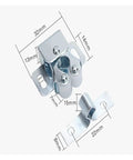 Double Roller Cabinet Latch For Doors And Drawers, Heavy Duty Locking Catch In Multicolor Finish with dimensions shown