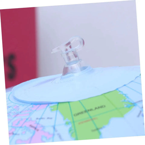 Close-up of the valve on an Inflatable World Globe Beach Ball For Kids Learn Geography With Detailed Continents, made of durable PVC.
