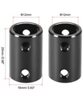 12Mm To 12Mm Bore Rigid Aluminum Shaft Coupler With Set Screws, 25Mm Length, 16Mm Outside Diameter, M4 Screws Included, Black Shaft