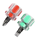 Ultra Short Tiny Screwdriver Set For Sewing Machines And Electronics With Flathead And Phillips Precision Bits compact dual-color grips