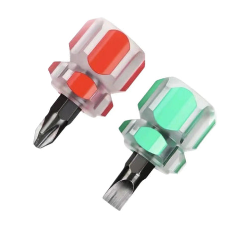 Ultra Short Tiny Screwdriver Set For Sewing Machines And Electronics With Flathead And Phillips Precision Bits compact dual-color grips