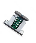 Heavy Duty Spring Loaded Shock Isolators For AC And HVAC Units And Rock Solid Rubber Mount with green spring and sturdy base.