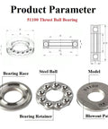 Two 51100 thrust ball bearings with washers, 10mm bore, 24mm OD, 9mm width, GCr15 steel