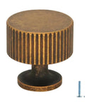 Antique Brass Cabinet Knob Set 30 Pack For Vintage Dresser And Drawer Hardware, Solid Metal Alloy, 1.1 Inch Diameter, screws shown
