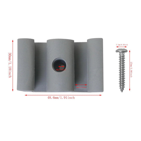 4 Pieces Framed Sliding Rubber Door Bumpers For Shower Glass Doors, gray with mounting screw, dimensions shown