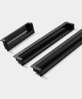 Set of black hidden cabinet drawer pulls handle concealed aluminum alloy pull for cabinets and sliding doors, modern hardware, 7.87 inch length.