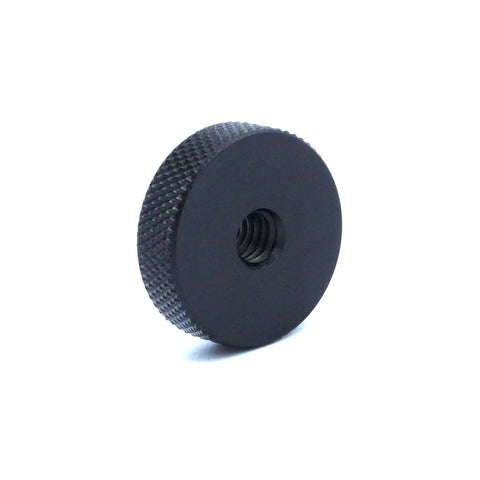 Two Pack 25mm Knurled Thumb Wheel Lock Nut Adapter With 1/4-20 Female Thread Aluminum Black Large Edge Grip For Camera Tripods Easy Mount And Lock Durable Quick-Connect Nut For Stable Grab-and-Go Shots