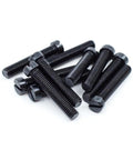 Precision Black Oxide Slotted Fillister Head Gun Screws Built Like A Tank 6 48 X 3 4 Inch Fasteners For Firearm Assembly and Tactical Scope Mounting Hardware, ten screws laying flat.