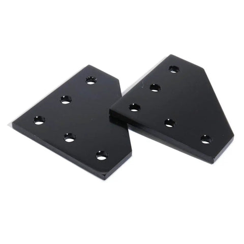 10 Piece L Shape Corner Brackets For 20x20 Aluminum Profiles, black anodized finish, showing two 60x60x4mm plates with screw holes.