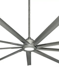Slick 96 Inch High Volume Low Speed Ceiling Fan With Bright Integrated Led Lighting And Smart Wifi App Control Brushed Nickel 9 Blade Setup viewed from below