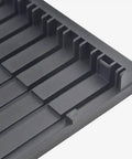 Close-up of black Hobby Parts Organizer Rack And Folding Shelves Stand For Model Kit Build Plastic Tool Holder.
