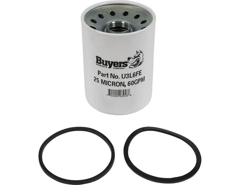 U3L6FE 25 Micron Hydraulic Filter Element Replacement For HFA2 HFA3 HFA4 Series, shown with two O-rings.