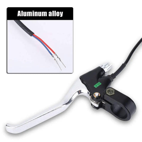 Universal Two Wire Brake Lever Replacement with aluminum alloy and plastic parts for motorcycle, bicycle, and e-bike repairs.
