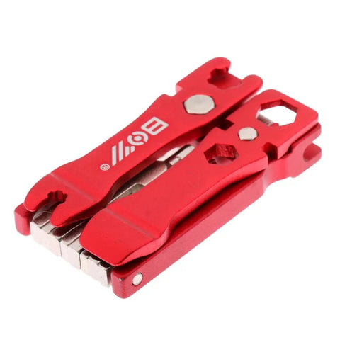 Red Compact Bike Repair Tool Kit With Multiple Functions, Portable Emergency Maintenance Kit For Road, Touring, And Mountain Bicycles